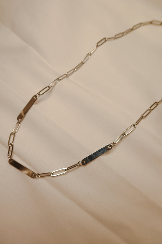 PaperClip Bar Silver Necklace